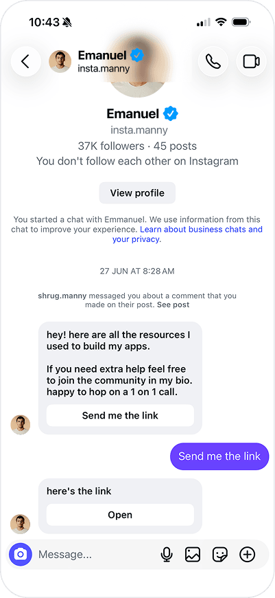 Instagram direct message